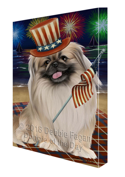 4th of July Independence Day Firework Pekingese Dog Canvas Wall Art CVS56154