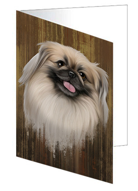 Rustic Pekingese Dog Handmade Artwork Assorted Pets Greeting Cards and Note Cards with Envelopes for All Occasions and Holiday Seasons GCD55376