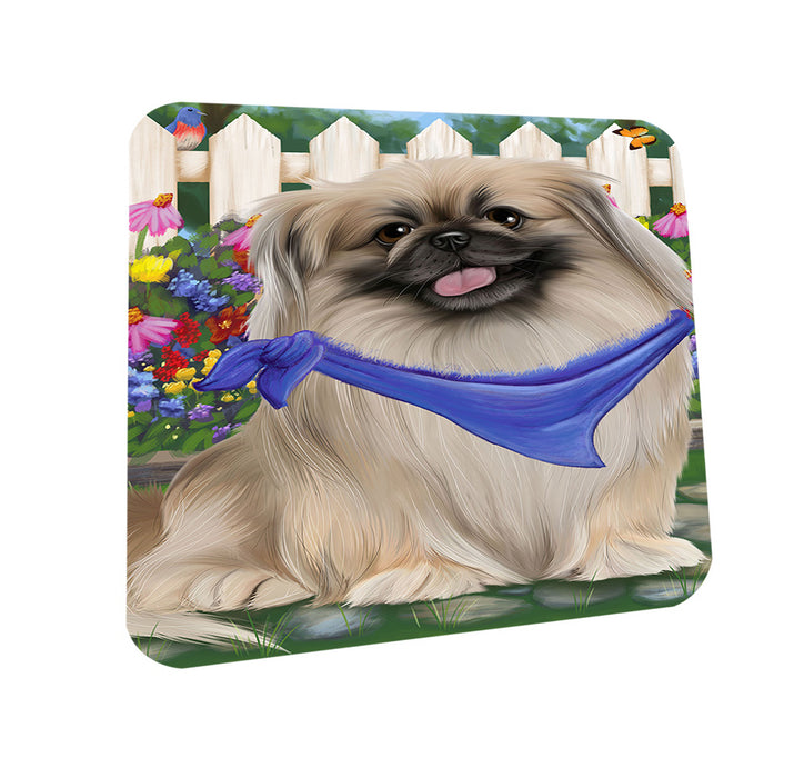 Spring Floral Pekingese Dog Coasters Set of 4 CST49881