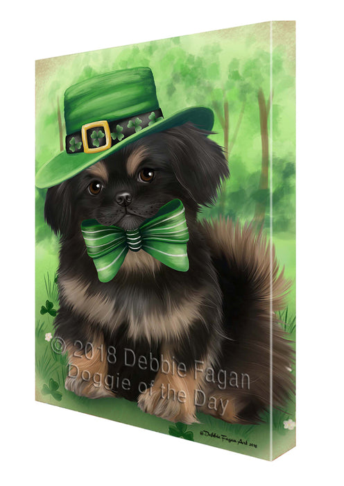 St. Patricks Day Irish Portrait Pekingese Dog Canvas Wall Art CVS55200