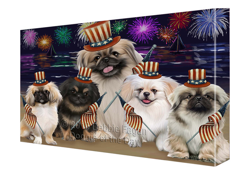 4th of July Independence Day Firework Pekingeses Dog Canvas Wall Art CVS56163