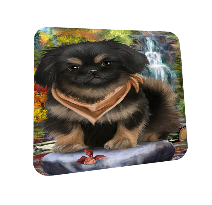 Scenic Waterfall Pekingese Dog Coasters Set of 4 CST49424