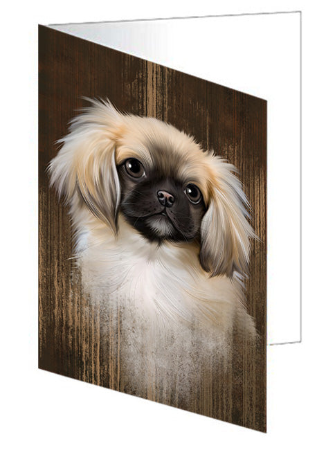 Rustic Pekingese Dog Handmade Artwork Assorted Pets Greeting Cards and Note Cards with Envelopes for All Occasions and Holiday Seasons GCD55379