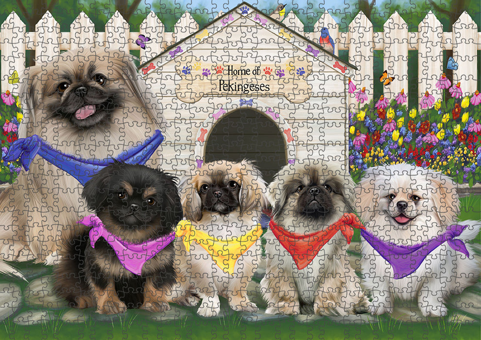 Spring Dog House Pekingeses Dog Puzzle with Photo Tin PUZL53475