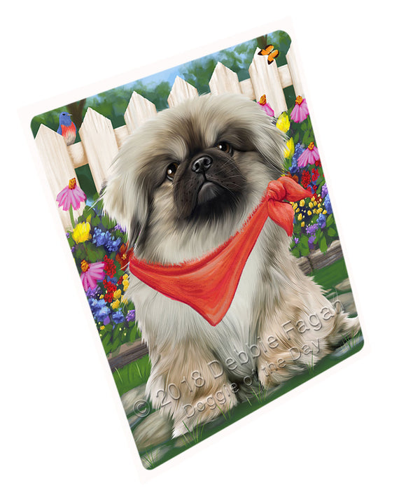 Spring Floral Pekingese Dog Tempered Cutting Board C53640