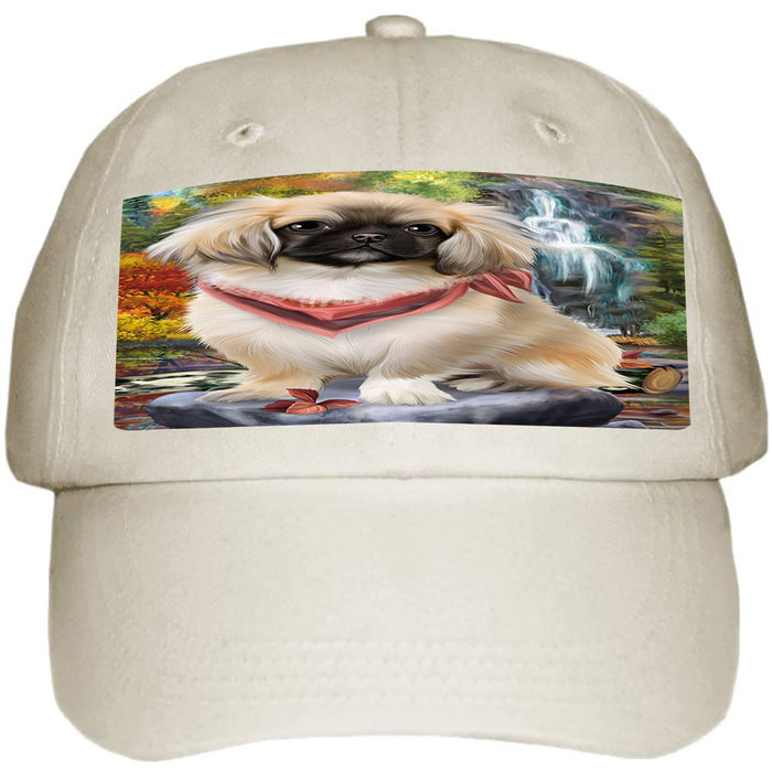 Scenic Waterfall Pekingese Dog Ball Hat Cap HAT52233