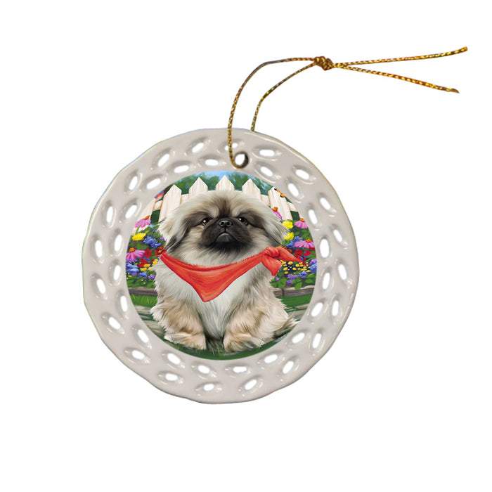 Spring Floral Pekingese Dog Ceramic Doily Ornament DPOR49924