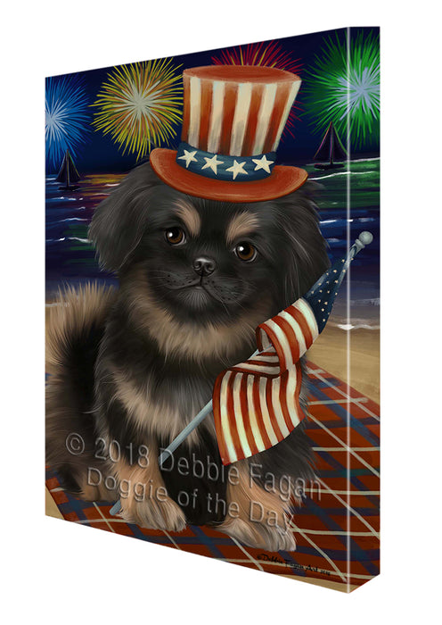 4th of July Independence Day Firework Pekingese Dog Canvas Wall Art CVS56172