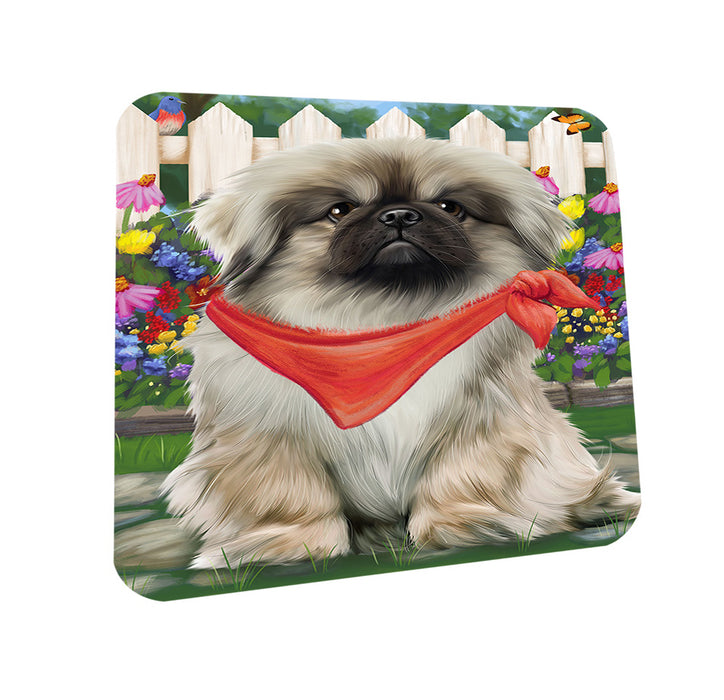 Spring Floral Pekingese Dog Coasters Set of 4 CST49883