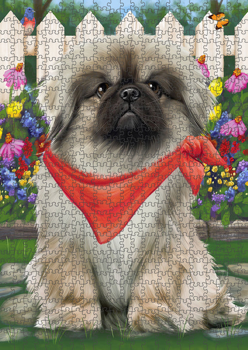 Spring Floral Pekingese Dog Puzzle with Photo Tin PUZL53478