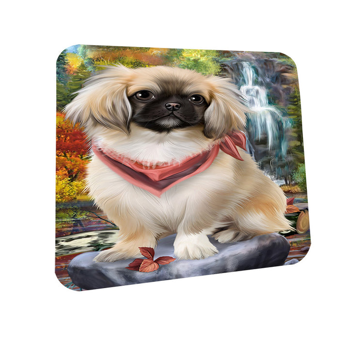 Scenic Waterfall Pekingese Dog Coasters Set of 4 CST49425
