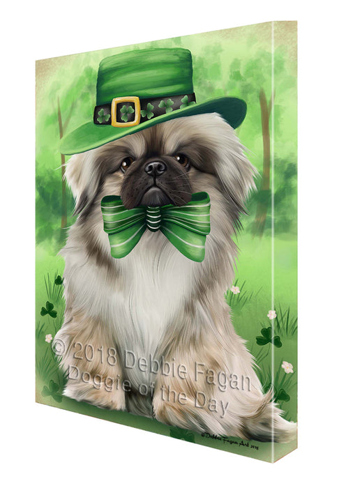 St. Patricks Day Irish Portrait Pekingese Dog Canvas Wall Art CVS55209