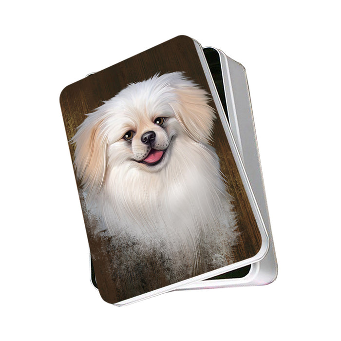 Rustic Pekingese Dog Photo Storage Tin PITN50452