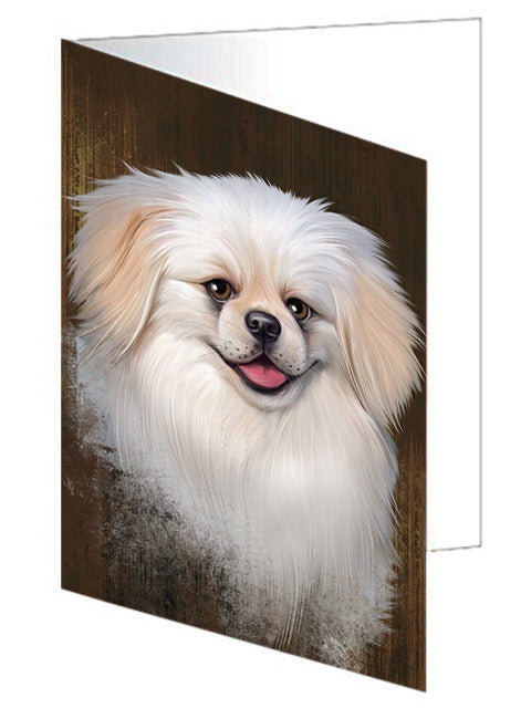 Rustic Pekingese Dog Handmade Artwork Assorted Pets Greeting Cards and Note Cards with Envelopes for All Occasions and Holiday Seasons GCD55385