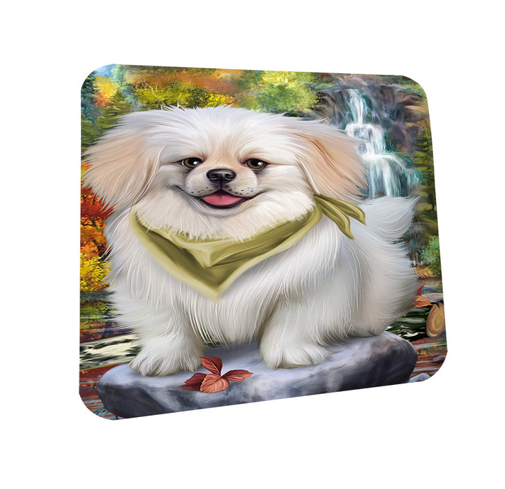 Scenic Waterfall Pekingese Dog Coasters Set of 4 CST49426