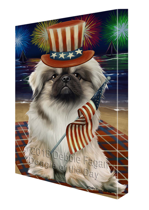 4th of July Independence Day Firework Pekingese Dog Canvas Wall Art CVS56181