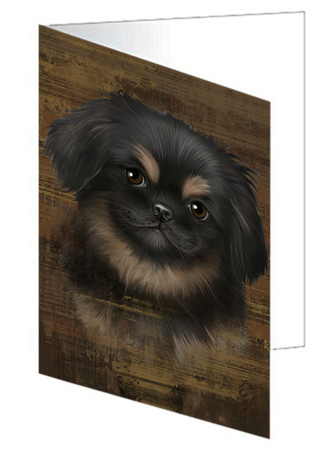 Rustic Pekingese Dog Handmade Artwork Assorted Pets Greeting Cards and Note Cards with Envelopes for All Occasions and Holiday Seasons GCD55388