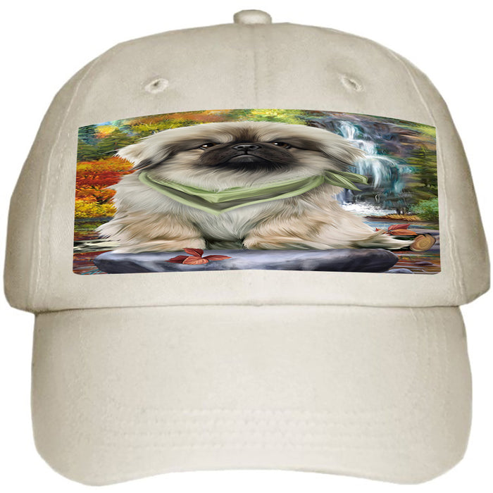 Scenic Waterfall Pekingese Dog Ball Hat Cap HAT52239