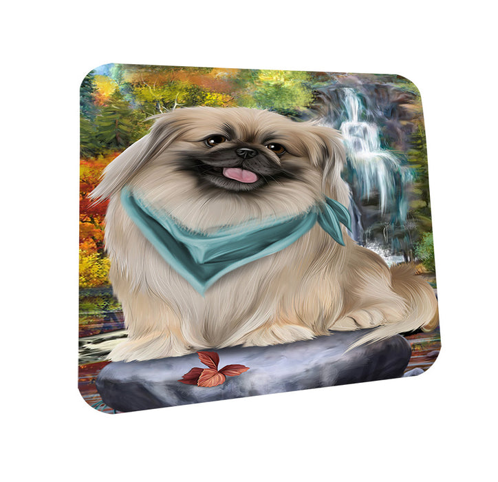 Scenic Waterfall Pekingese Dog Coasters Set of 4 CST49428