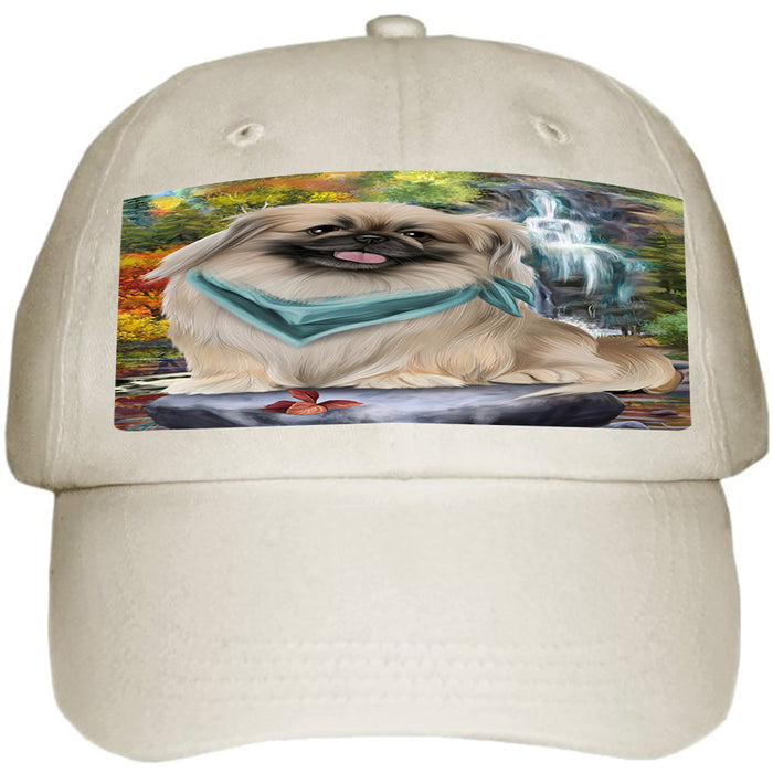 Scenic Waterfall Pekingese Dog Ball Hat Cap HAT52242