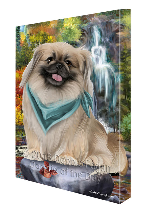 Scenic Waterfall Pekingese Dog Canvas Wall Art CVS60834