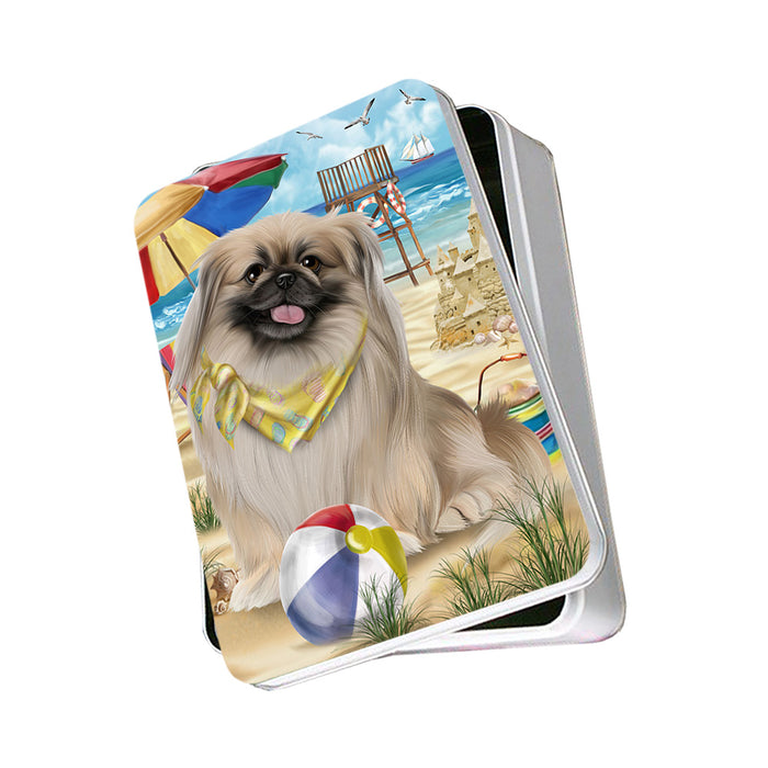 Pet Friendly Beach Pekingese Dog Photo Storage Tin PITN50069