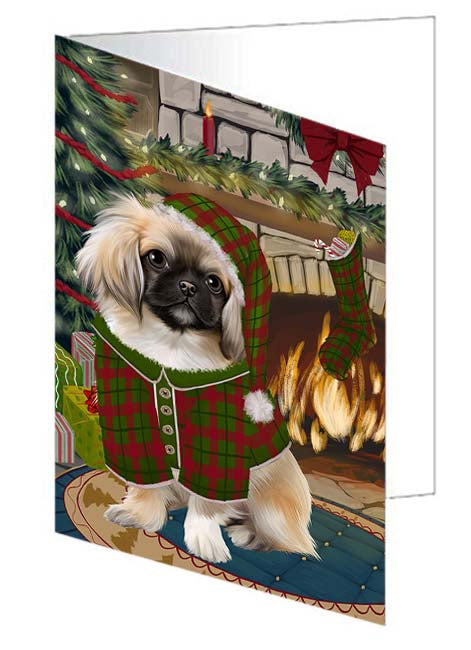 The Stocking was Hung Pekingese Dog Handmade Artwork Assorted Pets Greeting Cards and Note Cards with Envelopes for All Occasions and Holiday Seasons GCD71165