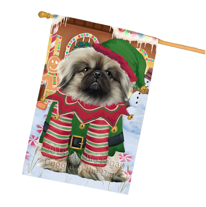Christmas Gingerbread House Candyfest Pekingese Dog House Flag FLG57150