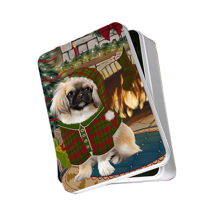 The Stocking was Hung Pekingese Dog Photo Storage Tin PITN55493