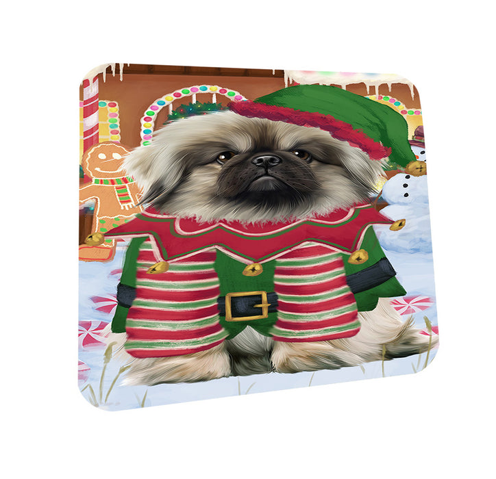 Christmas Gingerbread House Candyfest Pekingese Dog Coasters Set of 4 CST56424