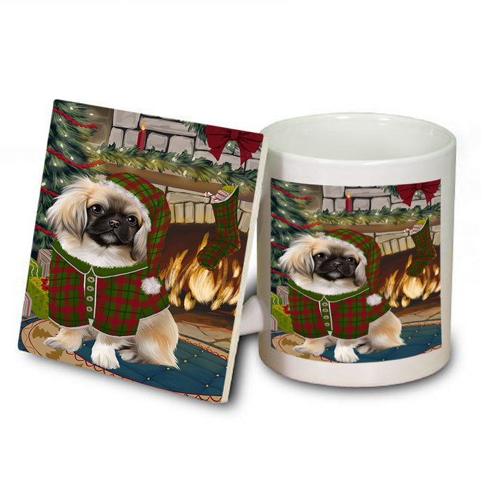 The Stocking was Hung Pekingese Dog Mug and Coaster Set MUC55542