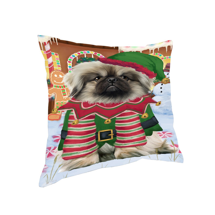 Christmas Gingerbread House Candyfest Pekingese Dog Pillow PIL80156