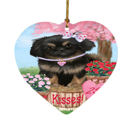 Rosie 25 Cent Kisses Pekingese Dog Heart Christmas Ornament HPOR56336