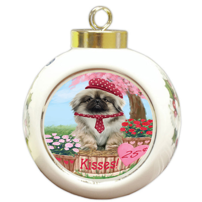 Rosie 25 Cent Kisses Pekingese Dog Round Ball Christmas Ornament RBPOR56337
