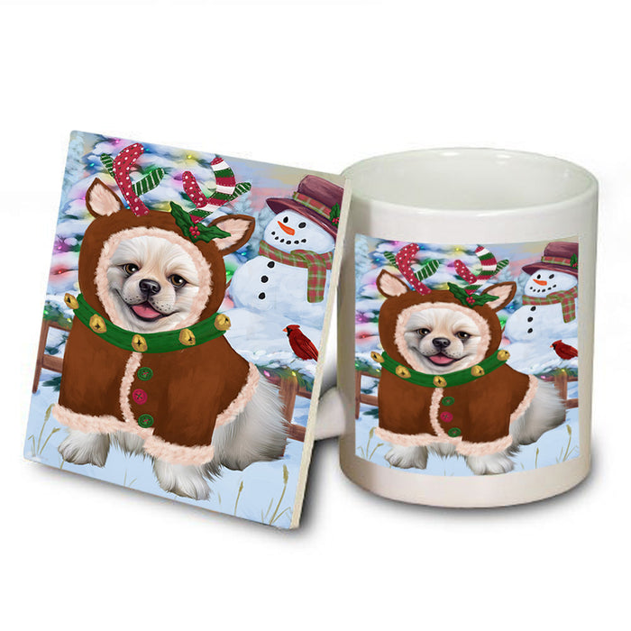 Christmas Gingerbread House Candyfest Pekingese Dog Mug and Coaster Set MUC56459