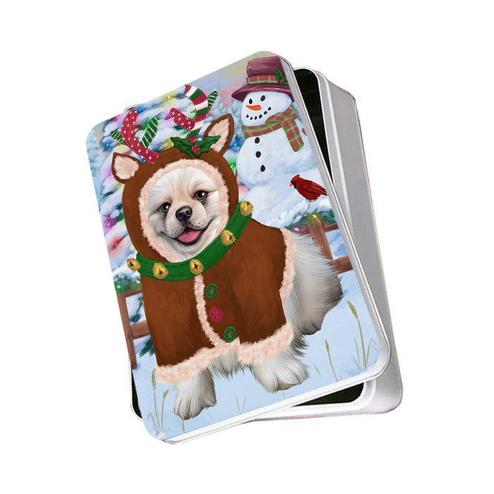 Christmas Gingerbread House Candyfest Pekingese Dog Photo Storage Tin PITN56410