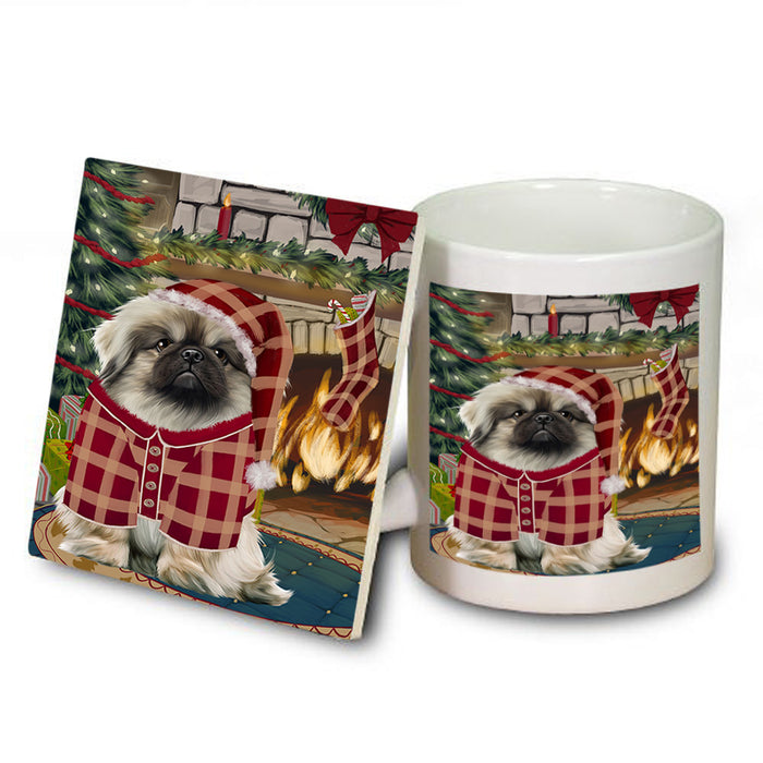 The Stocking was Hung Pekingese Dog Mug and Coaster Set MUC55543