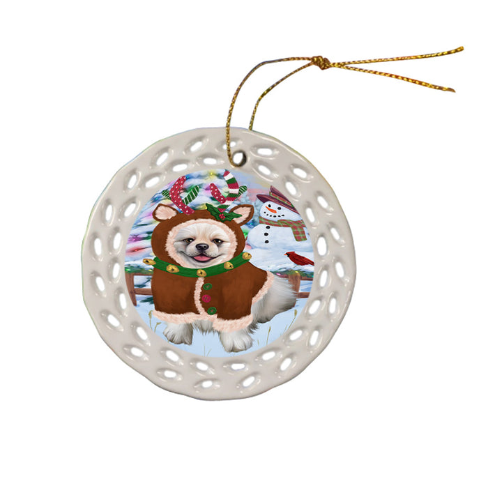 Christmas Gingerbread House Candyfest Pekingese Dog Ceramic Doily Ornament DPOR56823