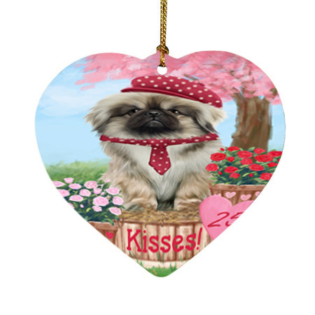 Rosie 25 Cent Kisses Pekingese Dog Heart Christmas Ornament HPOR56337
