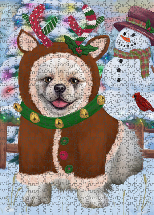 Christmas Gingerbread House Candyfest Pekingese Dog Puzzle with Photo Tin PUZL94068