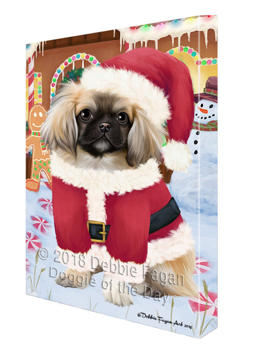 Christmas Gingerbread House Candyfest Pekingese Dog Canvas Print Wall Art Décor CVS130436