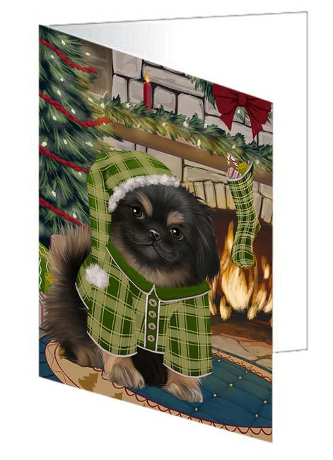 The Stocking was Hung Pekingese Dog Handmade Artwork Assorted Pets Greeting Cards and Note Cards with Envelopes for All Occasions and Holiday Seasons GCD71171