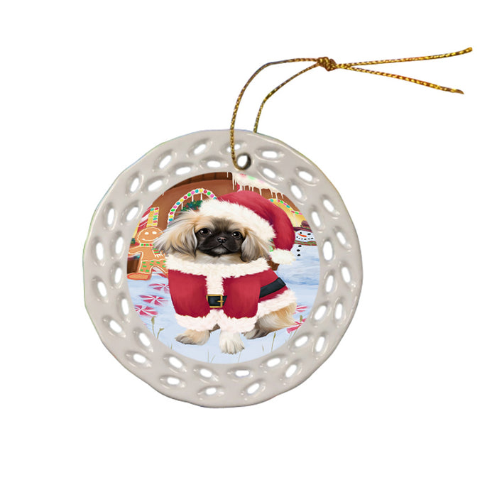Christmas Gingerbread House Candyfest Pekingese Dog Ceramic Doily Ornament DPOR56824