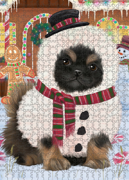 Christmas Gingerbread House Candyfest Pekingese Dog Puzzle with Photo Tin PUZL94076