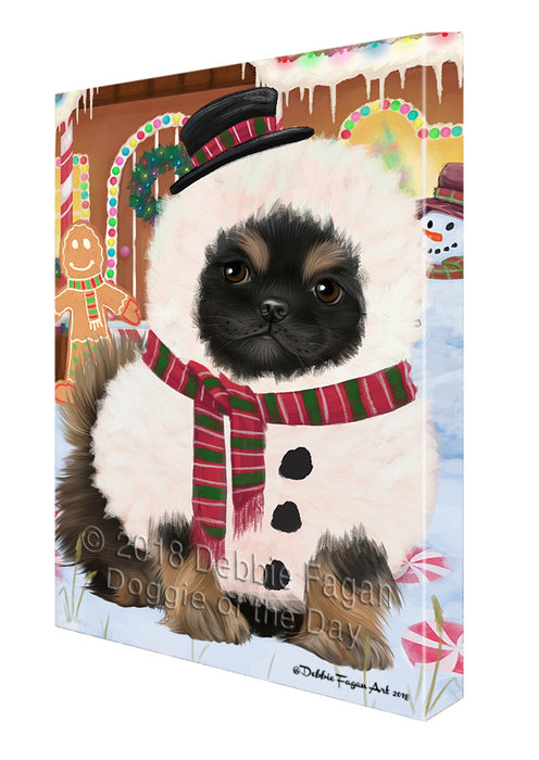 Christmas Gingerbread House Candyfest Pekingese Dog Canvas Print Wall Art Décor CVS130445