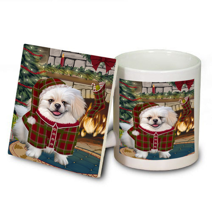The Stocking was Hung Pekingese Dog Mug and Coaster Set MUC55545