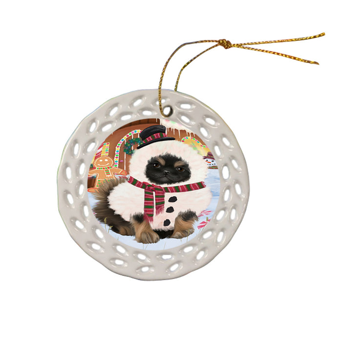 Christmas Gingerbread House Candyfest Pekingese Dog Ceramic Doily Ornament DPOR56825