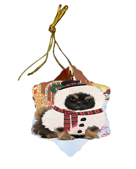 Christmas Gingerbread House Candyfest Pekingese Dog Star Porcelain Ornament SPOR56825