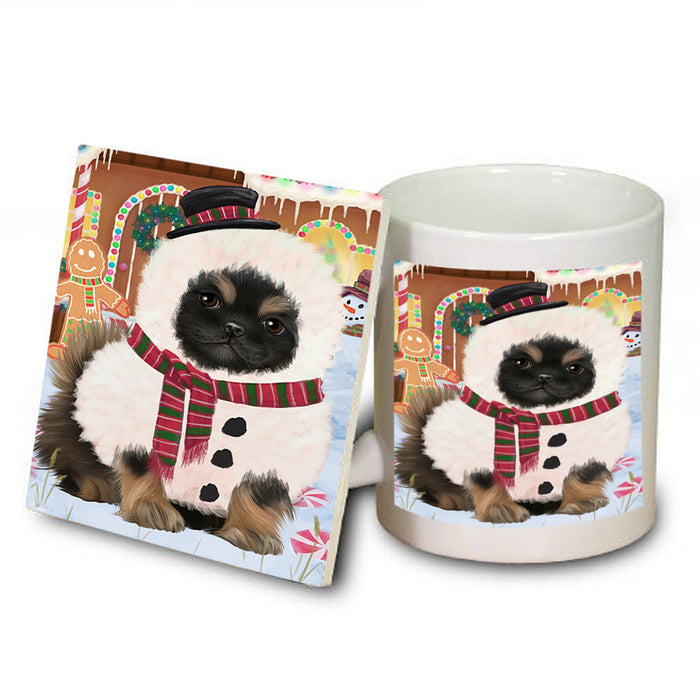 Christmas Gingerbread House Candyfest Pekingese Dog Mug and Coaster Set MUC56461