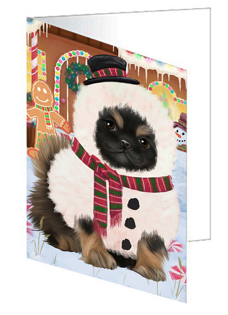 Christmas Gingerbread House Candyfest Pekingese Dog Handmade Artwork Assorted Pets Greeting Cards and Note Cards with Envelopes for All Occasions and Holiday Seasons GCD73922